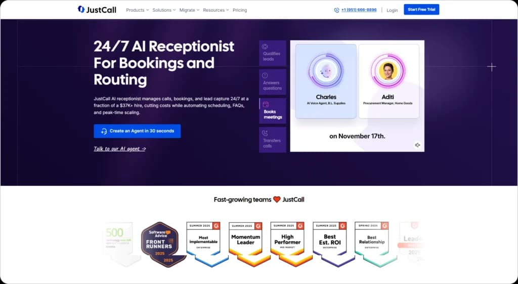 JustCall AI Receptionist