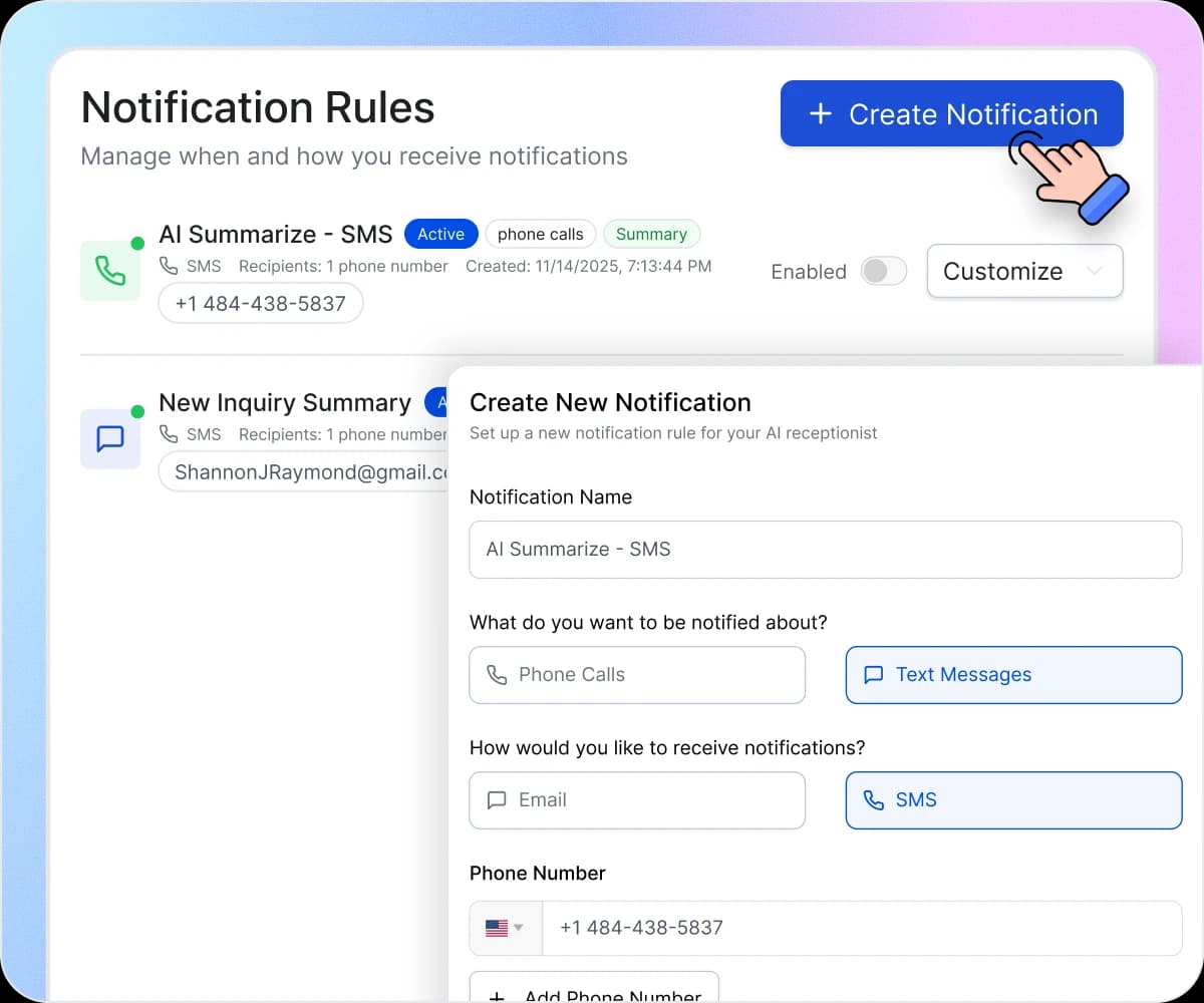 Notifications With AI Receptionist
